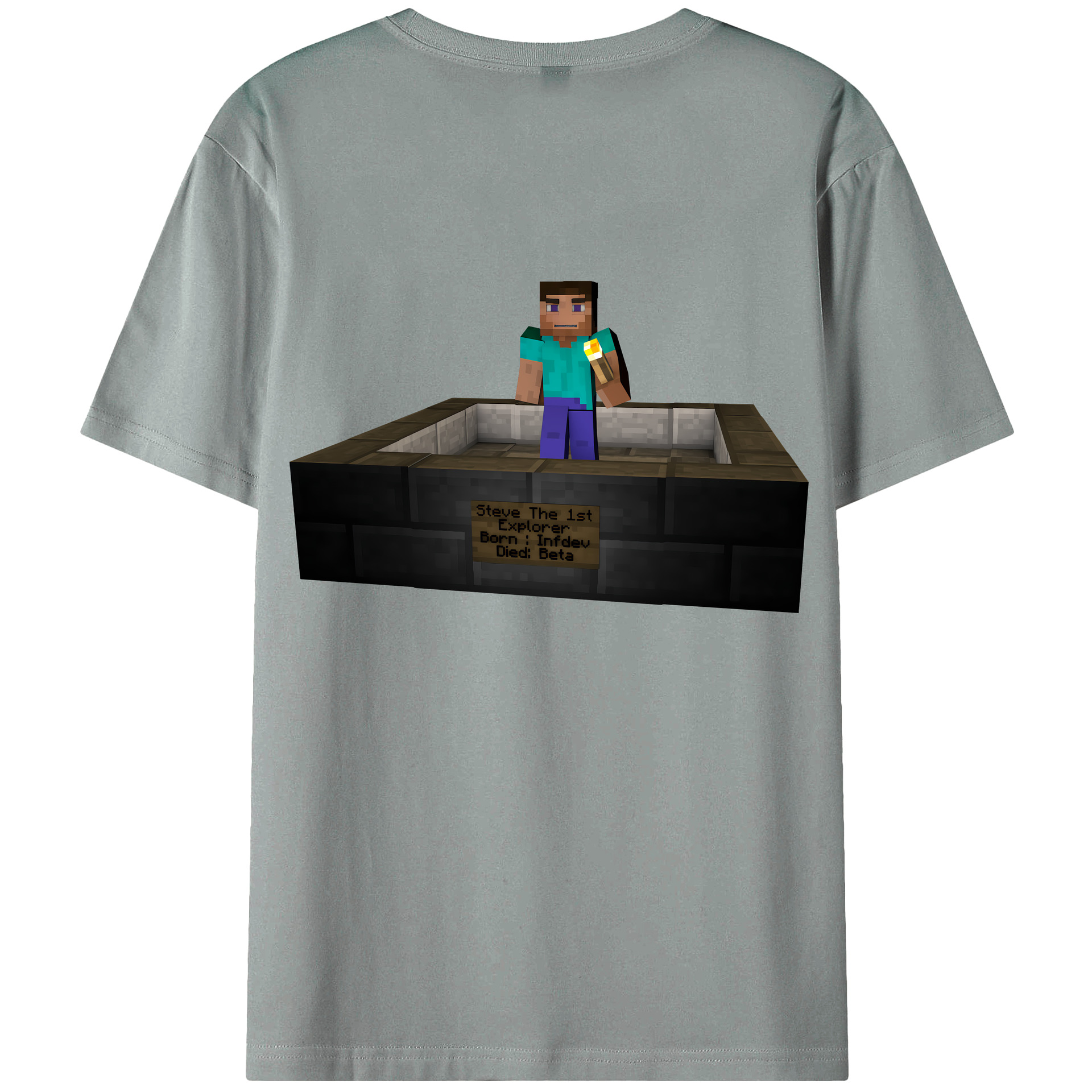（画像用） マインクラフト ブロックの世界 Minecraft MC Block world 綿100％ メンズ半袖Tシャツ（バックプリント） 通気性